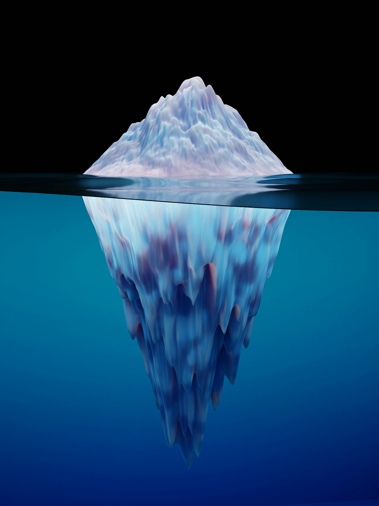 A photographic iceberg with a small tip above water and a vast hidden mass below β a visual metaphor for Kokoon's hidden foundation.